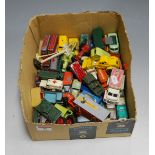 A box of assorted loose and playworn diecast toy vehicles, to include Lesney No.14 Daimler