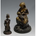 A reproduction erotica bronze, in the form of a semi-nude female in kneeling pose, with arms