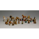 A small collection of loose animal figures to include Wade Whimsies