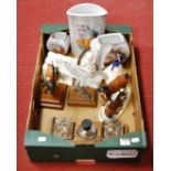 A box of miscellaneous items, to include Beswick style figure of a horse and foal, Royal Worcester