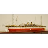 A scratch-built display model of a twin screw passenger steam ship, Empress of China, circa 1920,