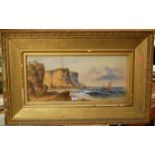 L Lewis - coastal scene, watercolour, heightened with white, signed and dated lower right 1890,