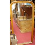 A Victorian satinwood framed mirror (formerly being a cheval mirror)