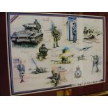 A contemporary topographical watercolour, monogrammed DBL, a Royal Air Force Regiment
