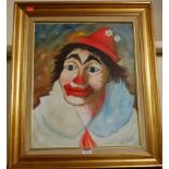 Carlo Vianella - Clown portrait, oil on canvas, signed lower right, 48 x 39cm