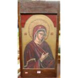 20th century Orthodox Russian or Greek (?) school - Study of the Madonna, oil on panel, as removed