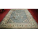 An extremely large contemporary Chinese superwash blue ground carpet, 385 x 276cm