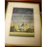 Anthony Osler - Peaceful anchorage, watercolour, 14 x 10cm; Peter Newcombe - The Summerhouse,