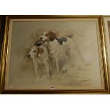 S. Busdee - Pair of Foxhounds, oil on canvas, signed lower right, 60 x 77cm