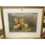 W. Watson - Pair; Highland cattle and Sheep in a Highland landscape, watercolours, each signed, 26 x
