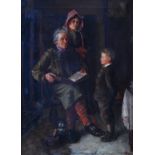 Late 19th century English school - The lesson, oil on canvas, signed with monogram lower right and