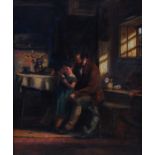 Fred Johnston - Fatherly devotion, oil on canvas, signed lower right,. 75 x 63cm