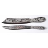 A 19th century Indo-Persian steel and niello decorated knife, both sides well-decorated with