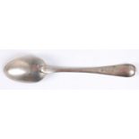 A George III silver tablespoon, in the Old English pattern, with bright cut engraved decoration, 2.