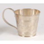 A late Georgian silver mug, of reeded conical form, with applied handle, 3.2oz, maker Rebecca Emes &