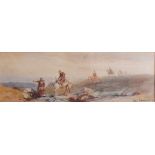 Charles Cattermole (1832-1900) - Soldiers on horseback within a rocky landscape, watercolour with