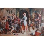 George Cattermole (1800-1868) - The Silent Warning, Tavern scene, watercolour, with monogram lower