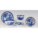 A Worcester porcelain blue and white egg strainer, decorated in the Fisherman pattern and heightened