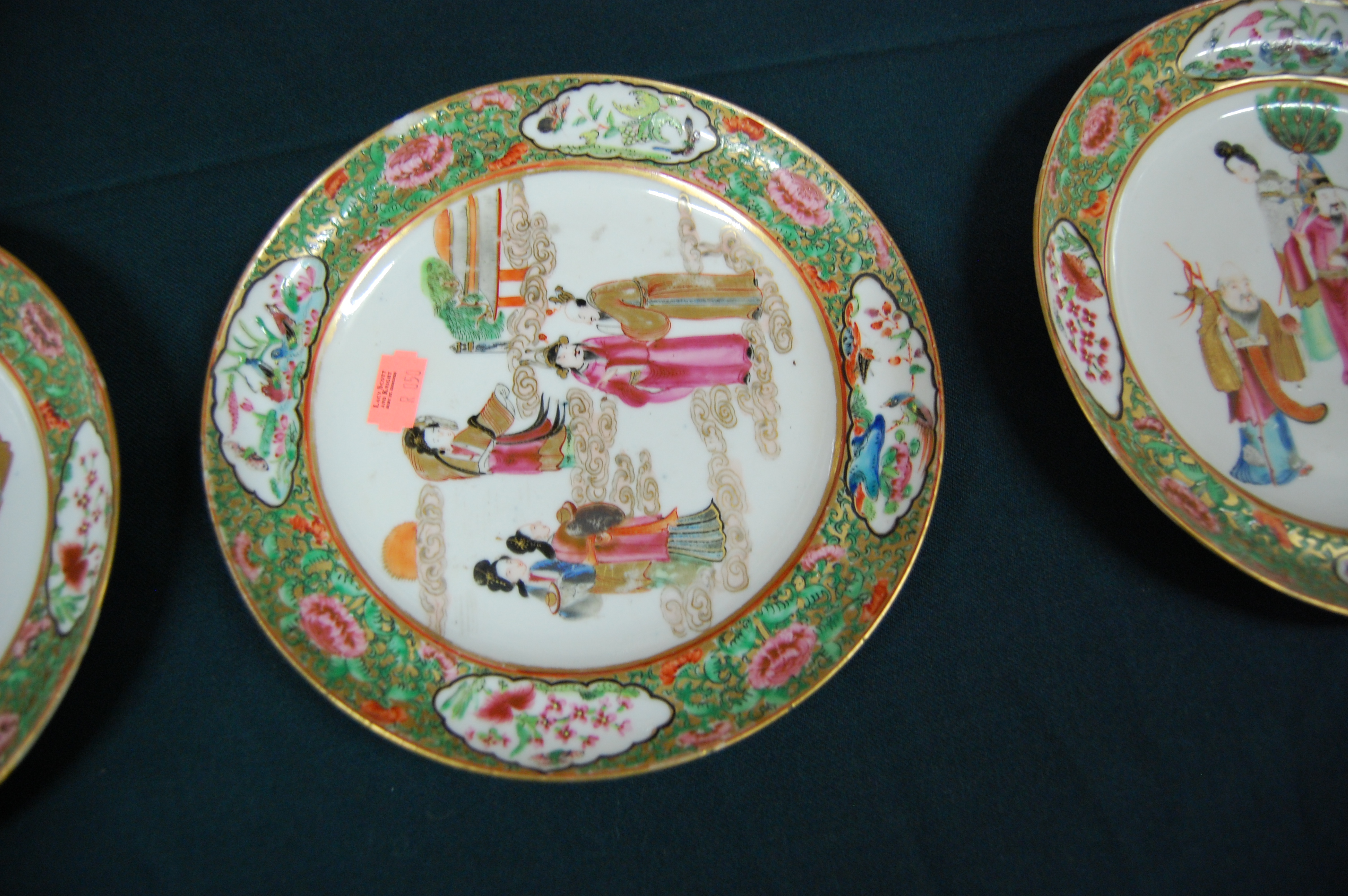 A Chinese Canton part tea service, comprising teapot, large cream jug, sugar bowl and cover, five - Image 7 of 50