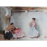 Sir William Russell Flint (1880-1969) - Giseldas white petticoat, colour reproduction lithograph,