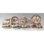 A Chinese Canton part tea service, comprising teapot, large cream jug, sugar bowl and cover, five