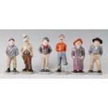A set of six late 19th century Royal Worcester porcelain figures of various men, to include Before
