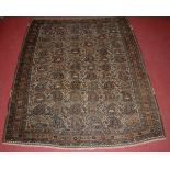 A circa 1900 Perisan woollen Ashfar rug, t he cream ground decorated with gull motifs within