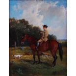 John Duvall (1816-1892) - Sporting scene with man on horseback and spaniels, oil on canvas, signed