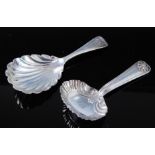 A late Victorian silver caddy spoon, having a shell shaped bowl, the terminal monogrammed CC,