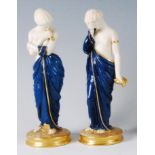 A pair of Royal Worcester porcelain figurines depicting Joy and Sorrow, modelled by James Hadley,