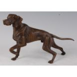 A 20th century bronze in the form of a Pointer dog in standing pose, signed to the rear leg Nico,