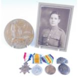 A WW I Casualty group to include bronze memorial plaque, naming Patrick Callaghan, 1914-15 Star,