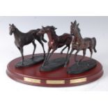 Gill Parker for Franklin Mint, The Origins of Champions, three bronze figures of racehorses