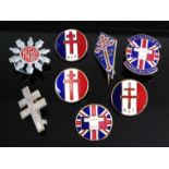 A WW II Free French Forces enamelled lapel badge, together with seven other French Resistance