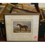 Box of assorted pictures and prints to include topographical engravings
