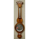 A small reproduction mahogany two dial wheel barometer, by Comitti of London