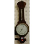 A 19th century rosewood onion topped two dial aneroid barometer