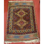 A Persian woollen prayer rug, having flatweave kelim ends, 120 x 78cm