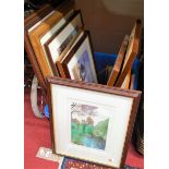 A box of assorted principally modern pictures and prints