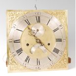 John Webster of London - an 18th century brass longcase clock dial and movement, the 11¼" square