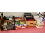 Five boxes of miscellaneous items, to include stamp folders (lacking contents), collectors books,