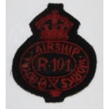 A Royal Airship Works R101 cloth badge