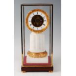 A late 19th century French white marble and gilt bronze mantel clock by Henri Marc of Paris , having
