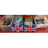 A large collection of loose and playworn diecast toy vehicles, built plastic model kits, loose Lego,