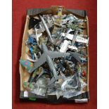 A box of assorted mainly plastic kit built aeroplanes; and some diecast examples