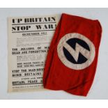 A British Union of Fascists Blackshirts party members armband, with propaganda leaflet (2)