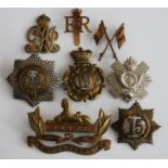 A collection of cap badges and metal insignia, to include 22nd Cheshire Regiment of Foot,