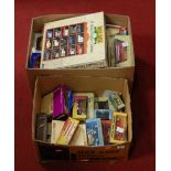 Two boxes containing a quantity of diecast, to include Matchbox Models of Yesteryear, Lledo,