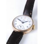 A lady's Record 9ct gold cased manual wind wristwatch, having signed white enamel dial with