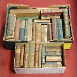 Two boxes of 19th century and later mainly leather bound books, to include Cassell's Book of